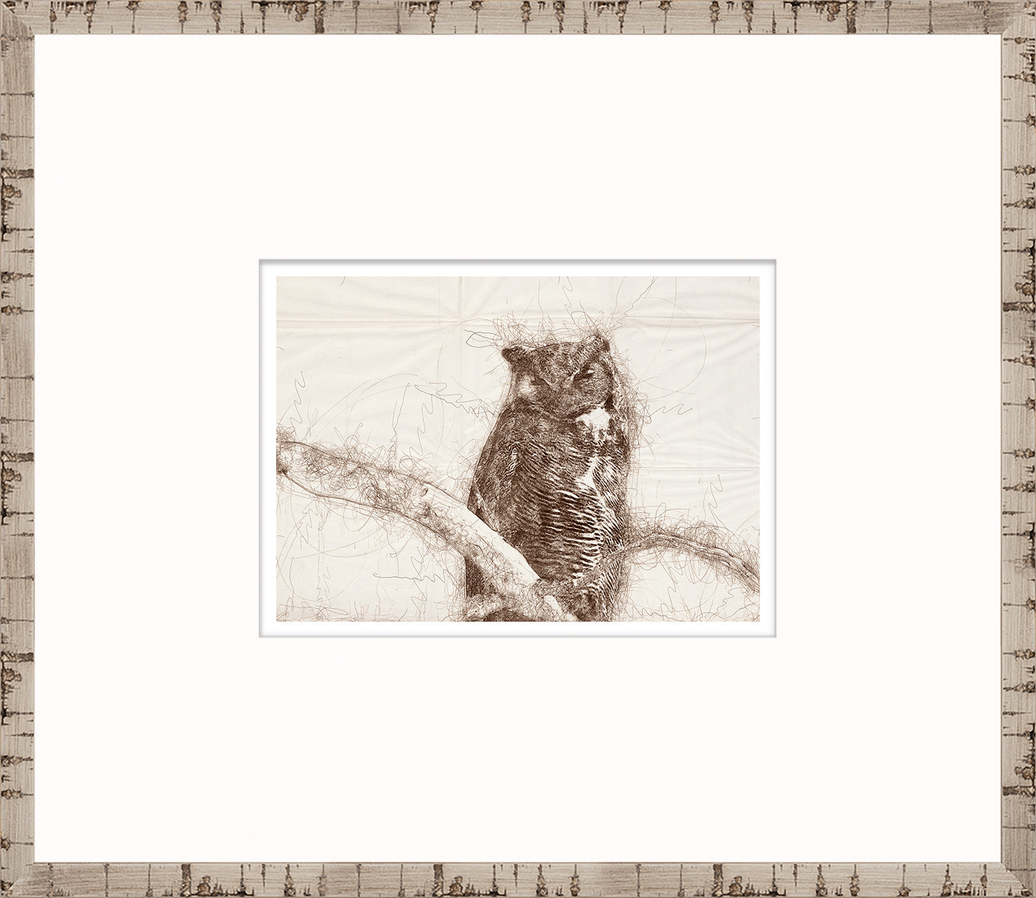 Nature Sketch – Owl — nature and landscape fine art print in neutral tones at Laurie Yapp Home