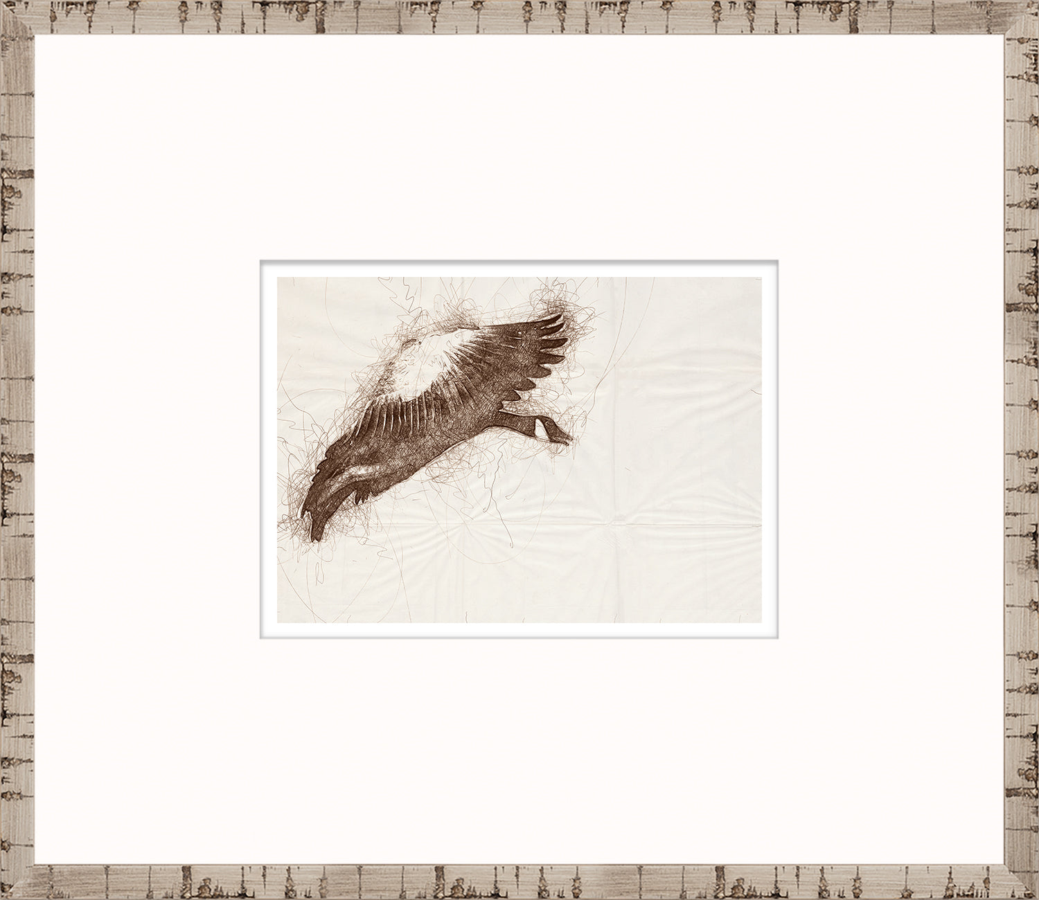 Nature Sketch – Goose in Flight — nature and landscape fine art print shown from another angle