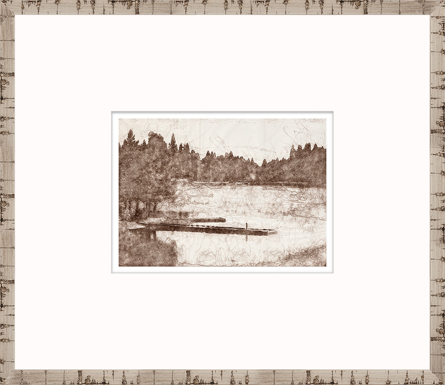Nature Sketch – Dock — nature and landscape fine art print in neutral tones at Laurie Yapp Home