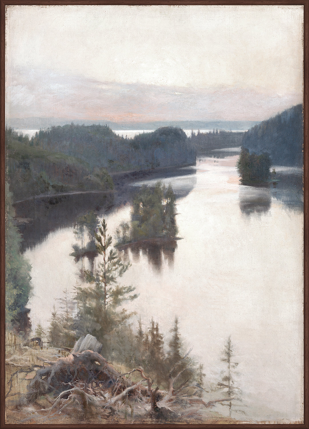 View From The Ridge C. 1902 wall art depicting a serene landscape with water and trees.