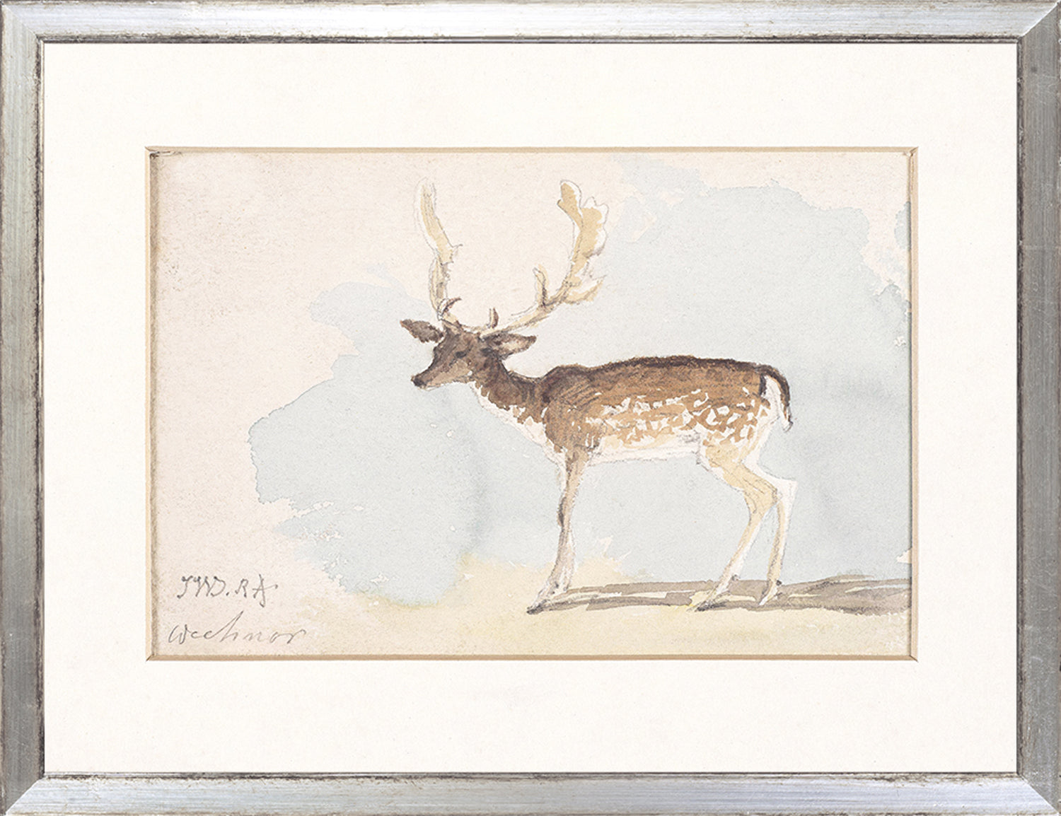 Collection 24 Watercolour Deer Study C 1822 framed art print