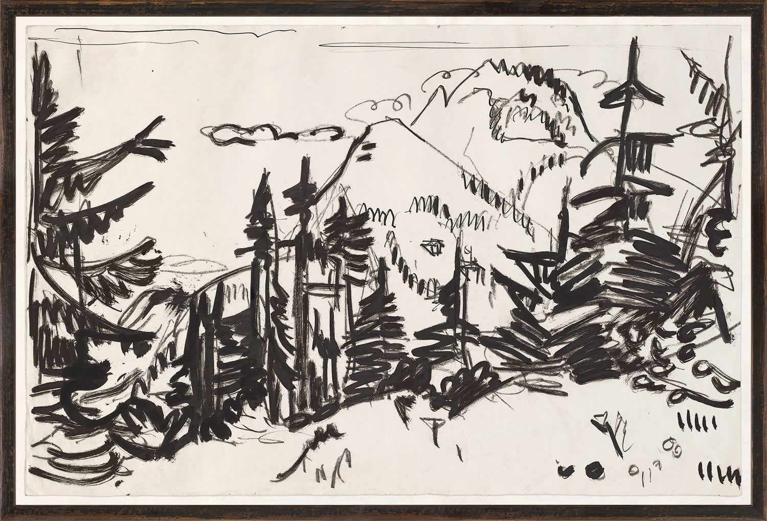 Mountain Landscape With Fir Trees C 1900 framed art print