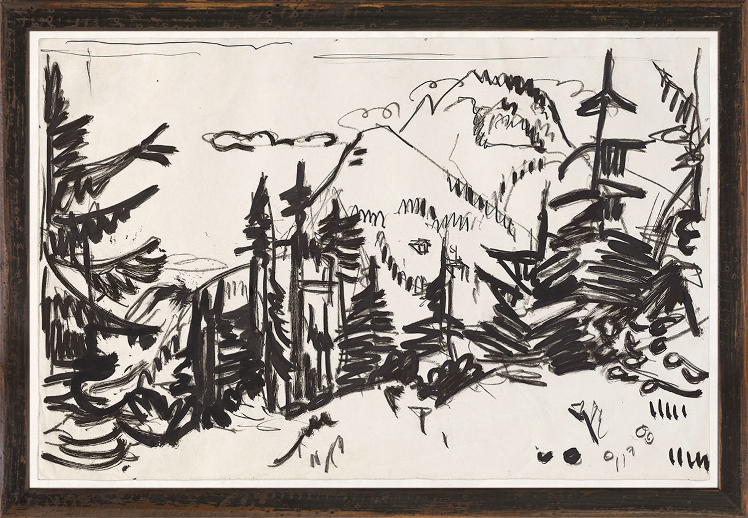 Mountain Landscape With Fir Trees C 1900 framed art print