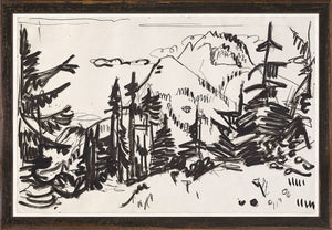 Mountain Landscape With Fir Trees C 1900 framed art print