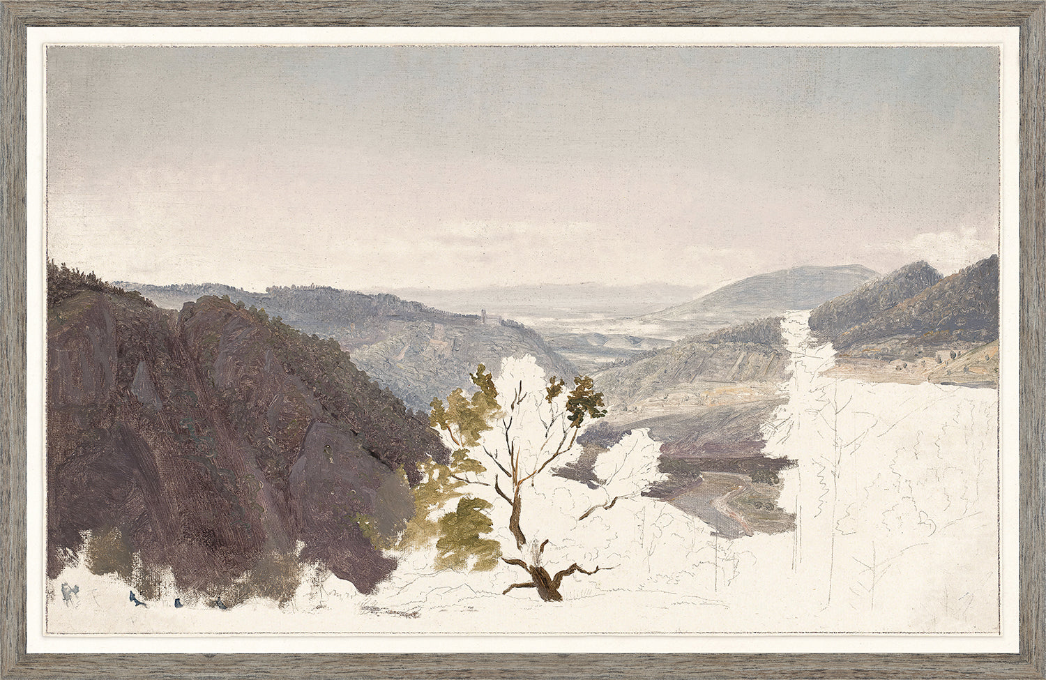 Mountain Landscape Sketch C 1950 framed art print