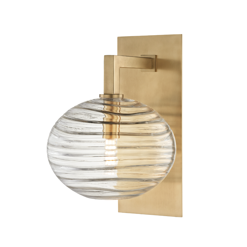 Breton Wall Sconce in aged brass — a Hudson Valley wall sconce for bathrooms, hallways, and living rooms at Laurie Yapp Home.