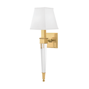 Ruskin Wall Sconce in aged brass — a Hudson Valley wall sconce for bathrooms, hallways, and living rooms at Laurie Yapp Home.