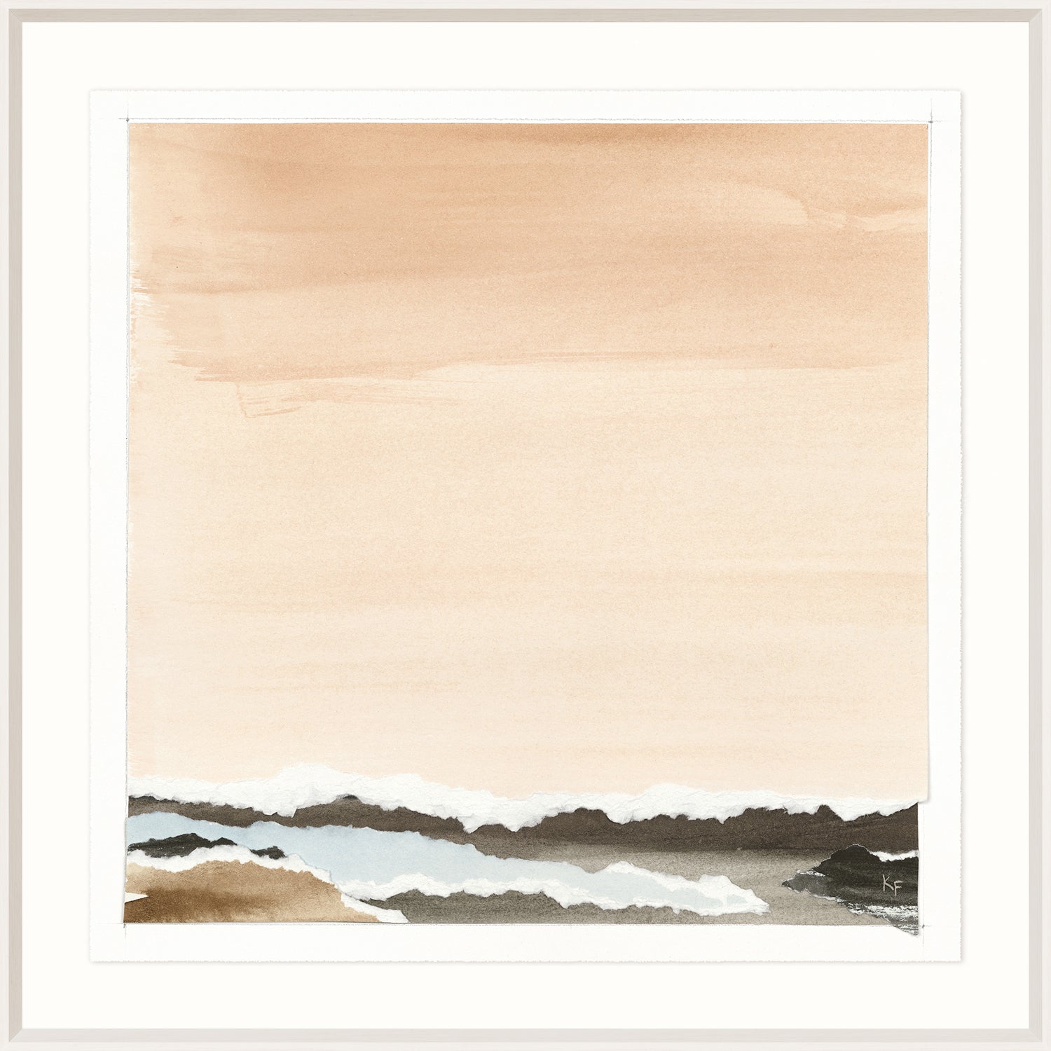 Watercolour Vista IV wall art featuring soft peach and gray tones with abstract wave patterns