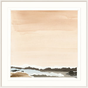 Watercolour Vista IV wall art featuring soft peach and gray tones with abstract wave patterns
