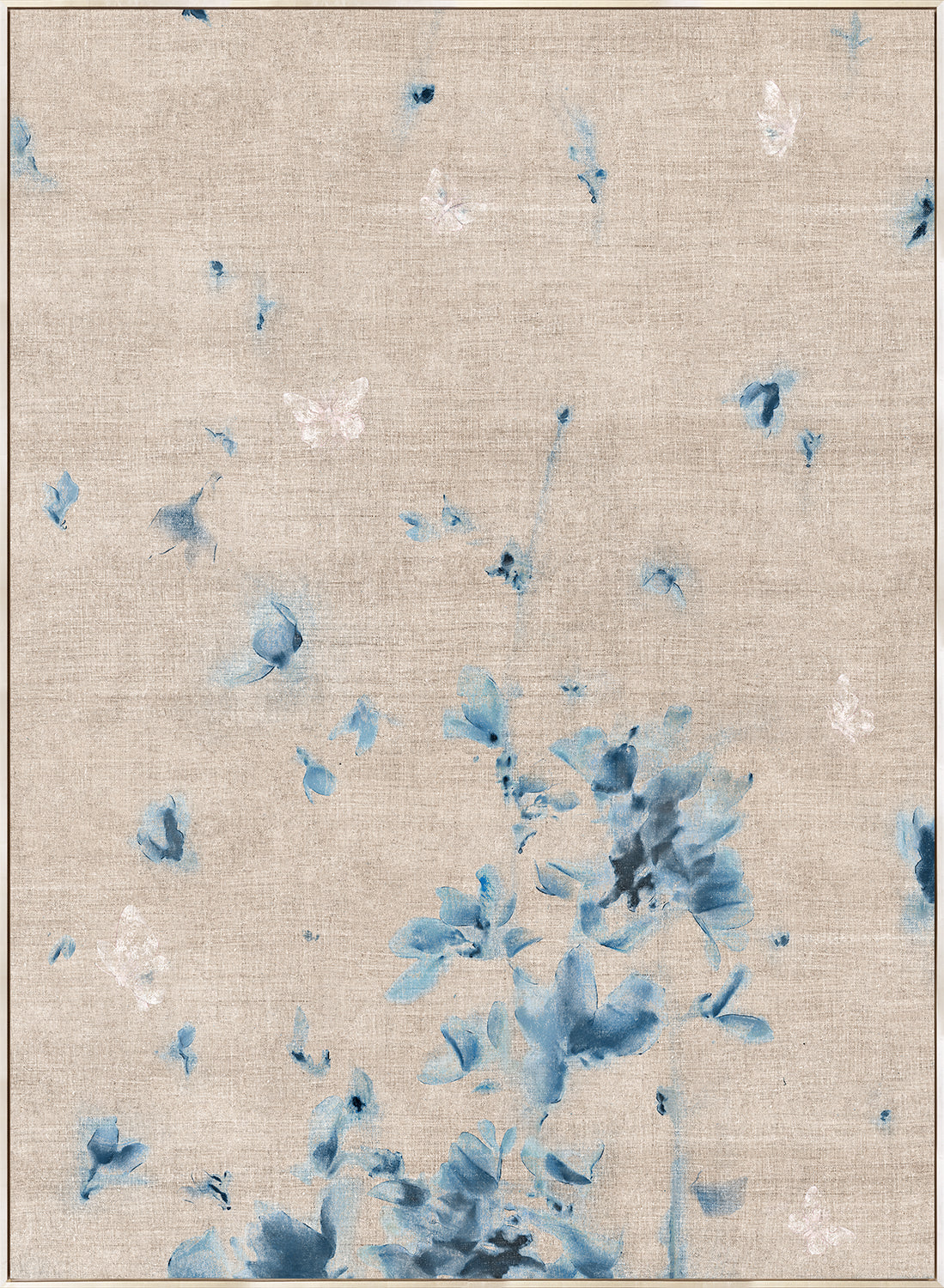 Bonnabel II wall art featuring blue floral patterns on a beige background