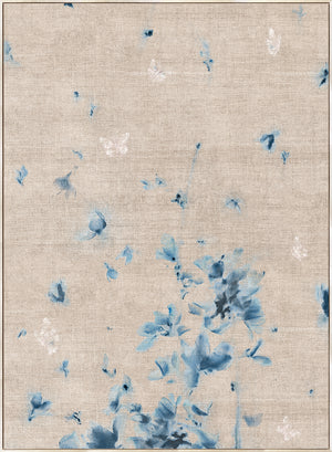 Bonnabel II wall art featuring blue floral patterns on a beige background