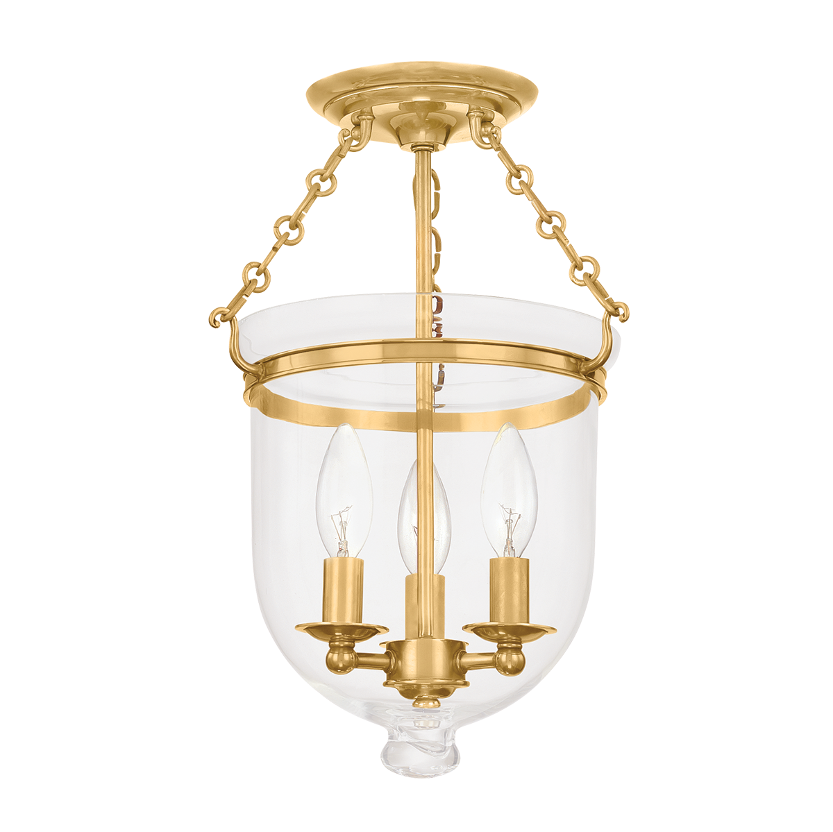 Hampton Semi Flush 10.25" x 15.5" in aged brass — a Hudson Valley semi flush for hallways, bedrooms, and entryways at Laurie Yapp Home.