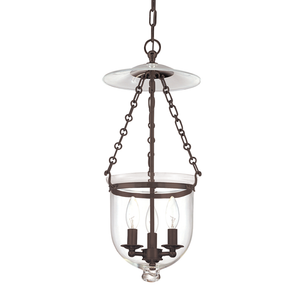 Hampton Pendant 10.25" x 20.75" in bronze shown from a second angle to highlight the shade shape and metal detail.