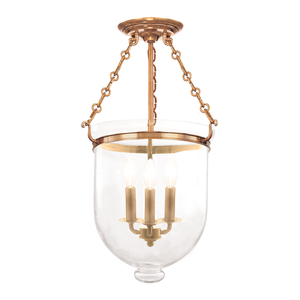Hampton Semi Flush 12" x 20.25" in aged brass — a Hudson Valley semi flush for hallways, bedrooms, and entryways at Laurie Yapp Home.