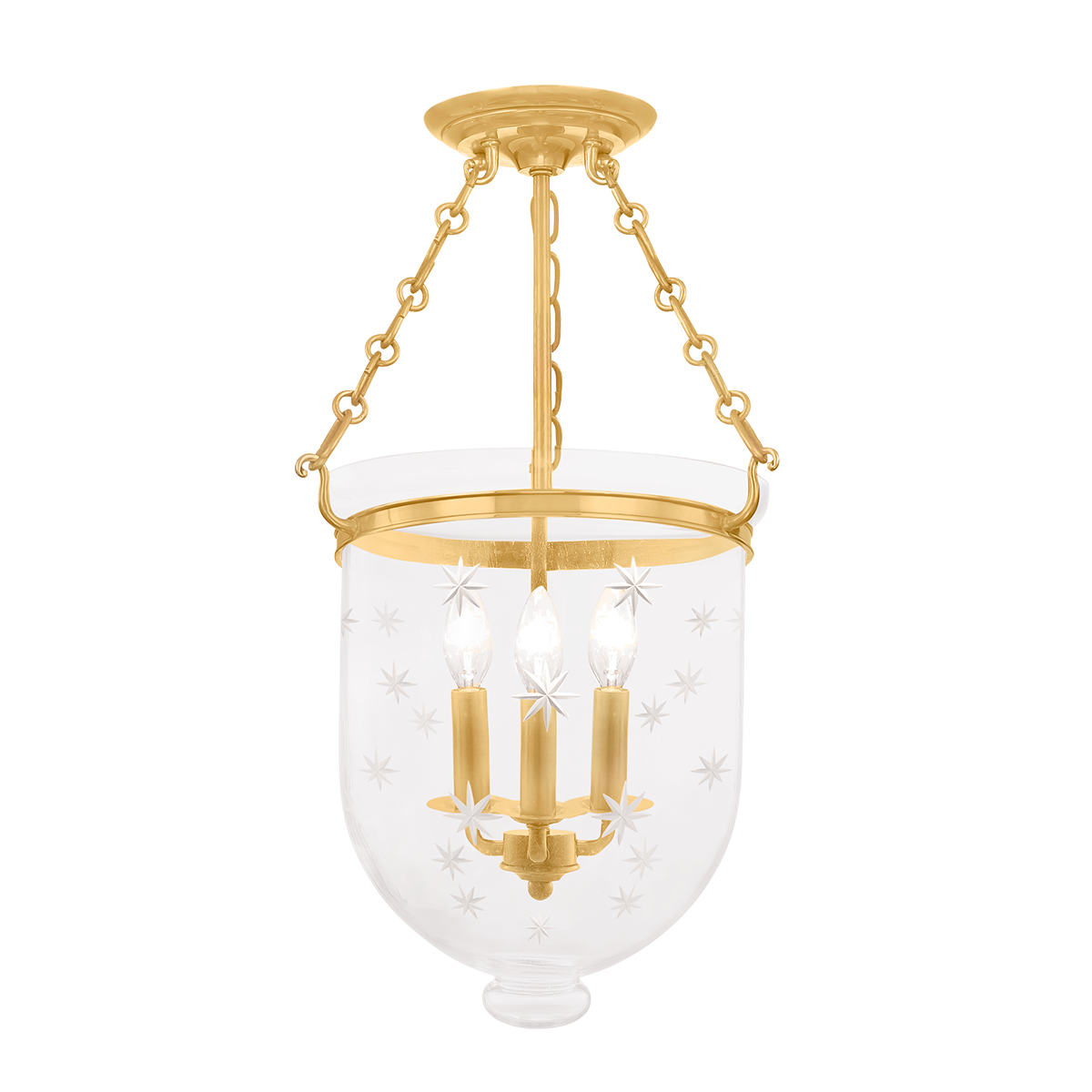 Hampton Semi Flush 12" x 20.25" in aged brass — a Hudson Valley semi flush for hallways, bedrooms, and entryways at Laurie Yapp Home.