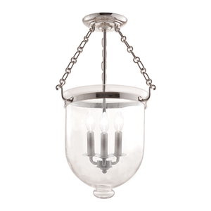 Hampton Semi Flush 12" x 20.25" in polished nickel shown from a second angle to highlight the shade profile and mounting canopy.