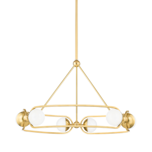 Hartford Chandelier 30.5" in aged brass — a Hudson Valley chandelier for dining rooms, entries, and living rooms at Laurie Yapp Home.