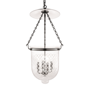 Hampton Pendant 14.5" x 30.75" in Historic Nickel — a Hudson Valley pendant for kitchens, entries, and dining rooms at Laurie Yapp Home.