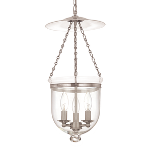 Hampton Pendant 14.5" x 30.75" in polished nickel shown from a second angle to highlight the shade shape and metal detail.