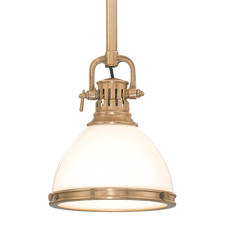 Randolph Pendant 13" in aged brass — a Hudson Valley pendant for kitchens, entries, and dining rooms at Laurie Yapp Home.