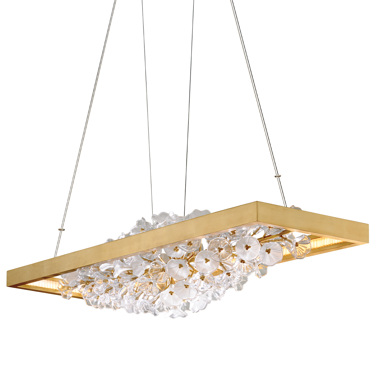 Jasmine Linear 18" x 12" in Gold Leaf — a Corbett linear for dining rooms, kitchen islands, and long consoles at Laurie Yapp Home.