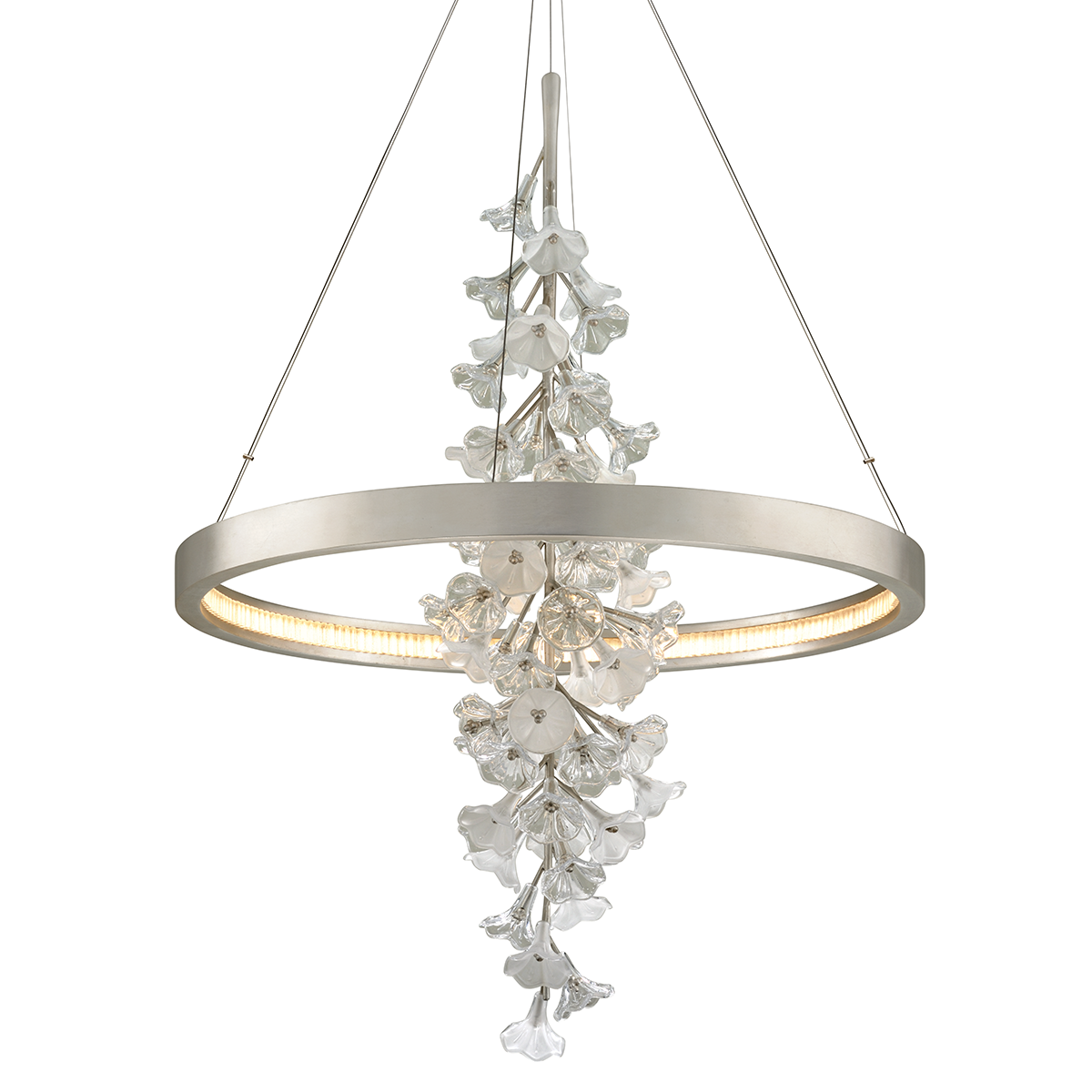 Jasmine Chandelier 36" x 50" in Silver Leaf — a Corbett chandelier for dining rooms, entries, and living rooms at Laurie Yapp Home.