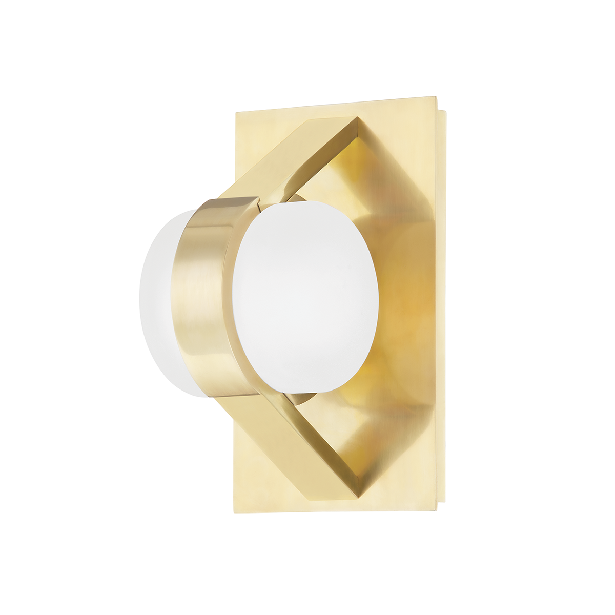 Orbit Wall Sconce in aged brass — a Hudson Valley wall sconce for bathrooms, hallways, and living rooms at Laurie Yapp Home.