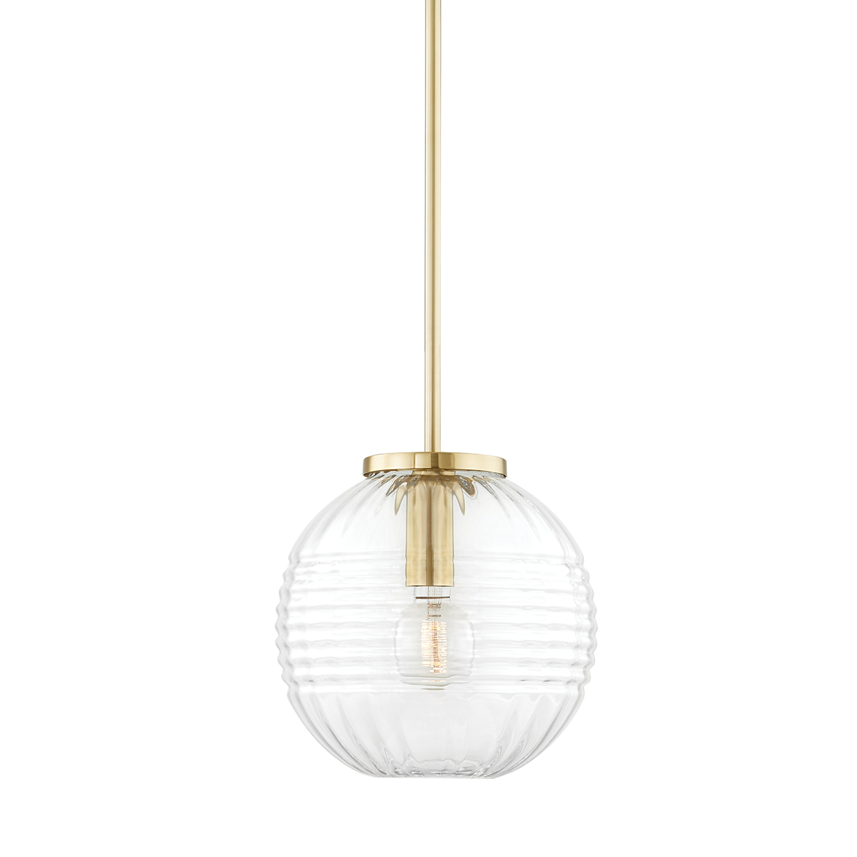 Bay Ridge Pendant 12" in aged brass — a Hudson Valley pendant for kitchens, entries, and dining rooms at Laurie Yapp Home.