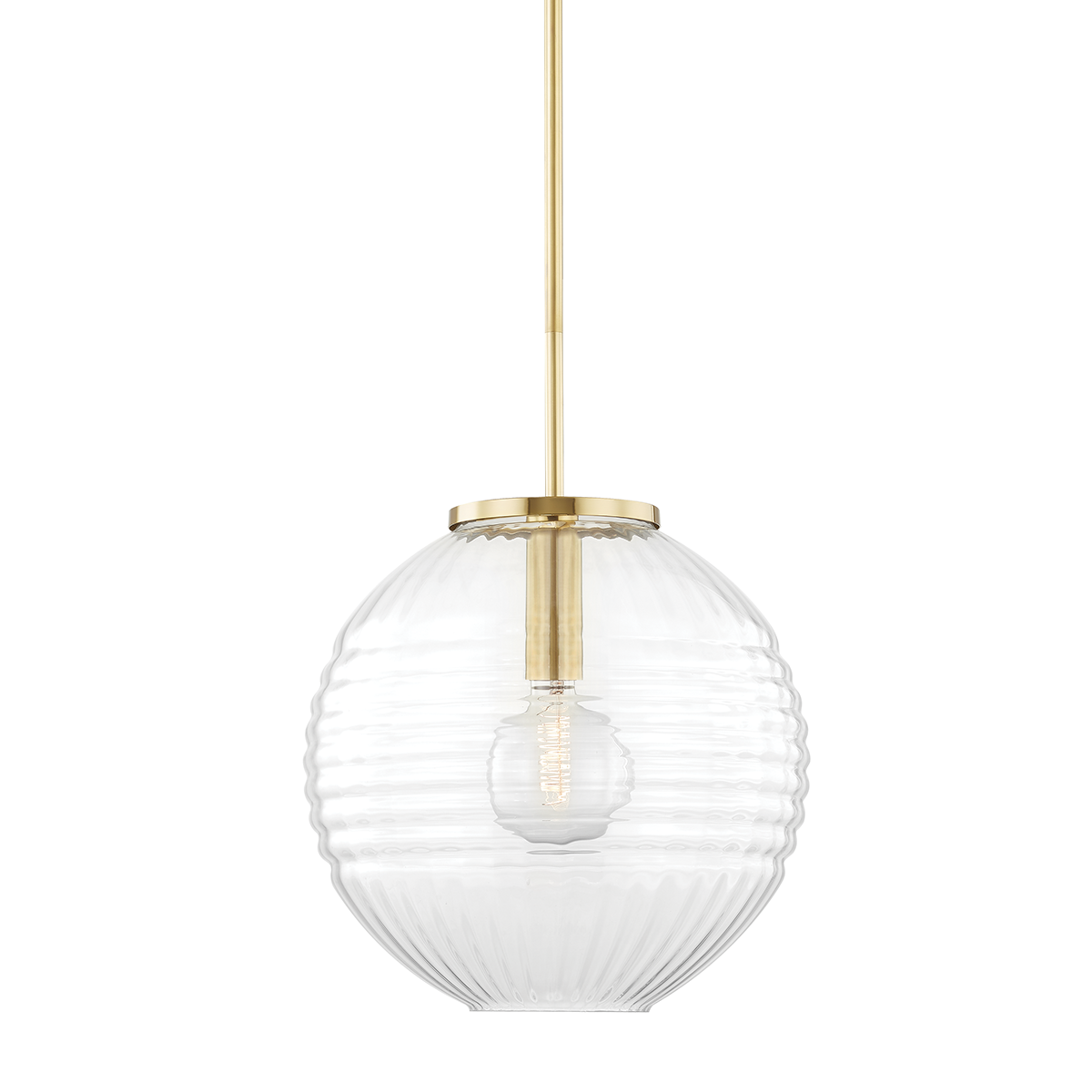 Bay Ridge Pendant 17" in aged brass — a Hudson Valley pendant for kitchens, entries, and dining rooms at Laurie Yapp Home.