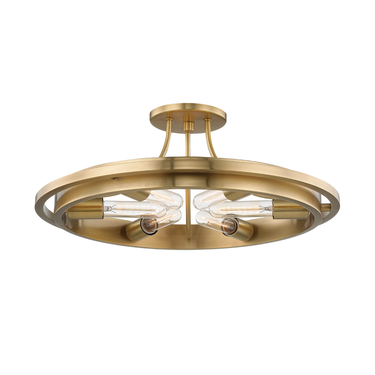 Chambers Semi Flush in aged brass — a Hudson Valley semi flush for hallways, bedrooms, and entryways at Laurie Yapp Home.