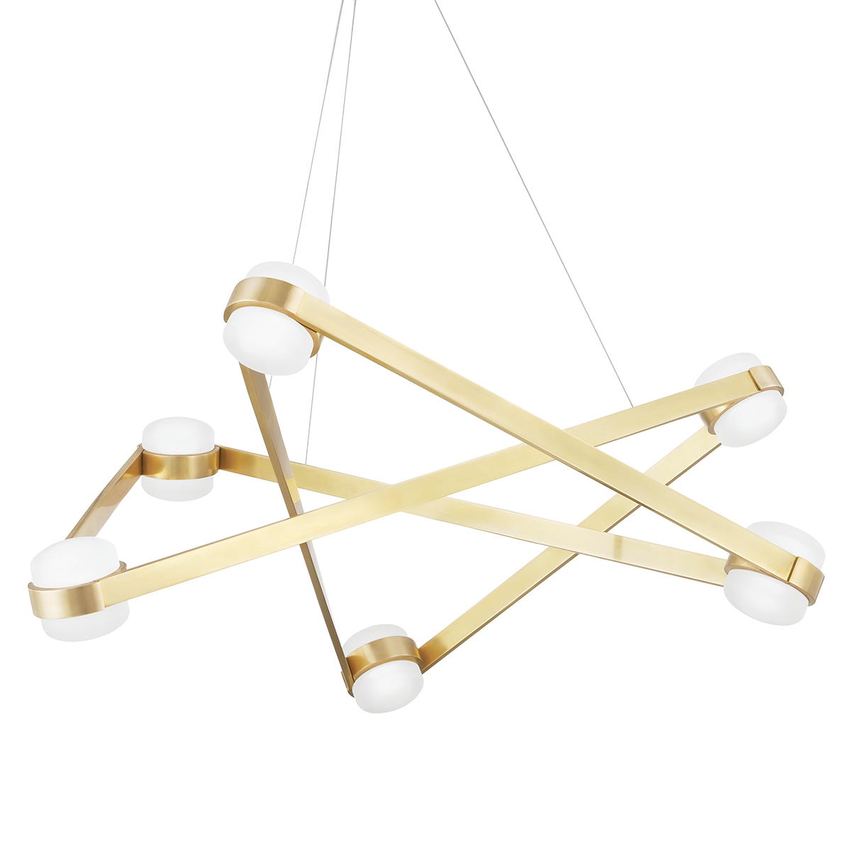 Orbit Chandelier 38" in aged brass — a Hudson Valley chandelier for dining rooms, entries, and living rooms at Laurie Yapp Home.