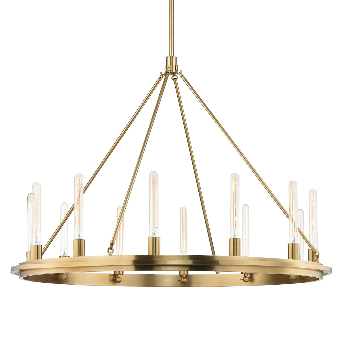 Chambers Chandelier 45" in aged brass — a Hudson Valley chandelier for dining rooms, entries, and living rooms at Laurie Yapp Home.