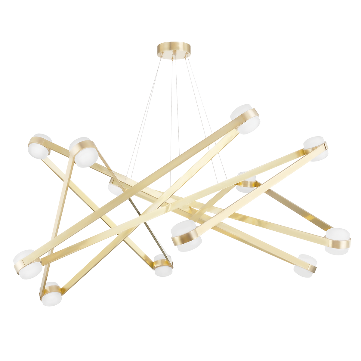 Orbit Chandelier 57.5" in aged brass — a Hudson Valley chandelier for dining rooms, entries, and living rooms at Laurie Yapp Home.