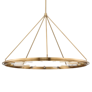 Chambers Chandelier 58.25" in aged brass — a Hudson Valley chandelier for dining rooms, entries, and living rooms at Laurie Yapp Home.