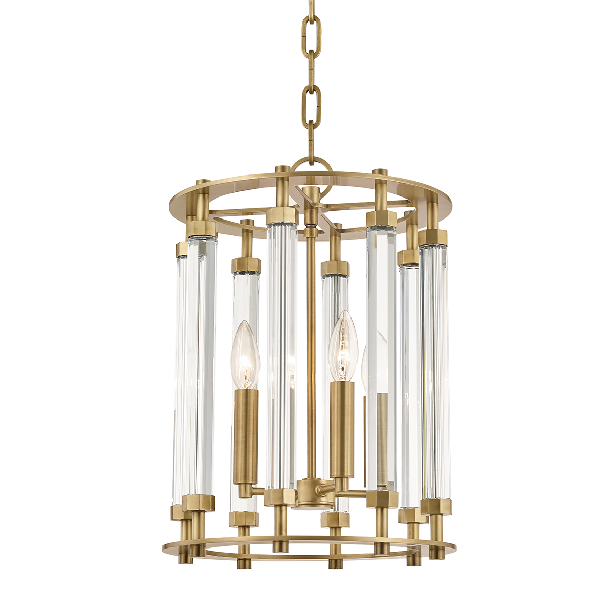 Haddon Lantern 12" in aged brass — a Hudson Valley lantern for entries, foyers, and covered porches at Laurie Yapp Home.