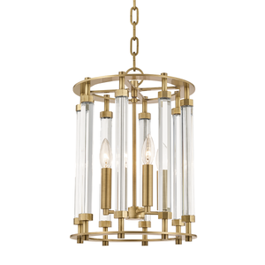 Haddon Lantern 12" in aged brass — a Hudson Valley lantern for entries, foyers, and covered porches at Laurie Yapp Home.