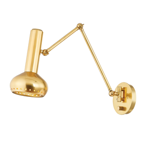 Roald Wall Sconce in aged brass — a Hudson Valley wall sconce for bathrooms, hallways, and living rooms at Laurie Yapp Home.