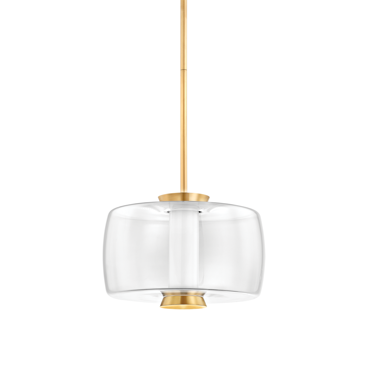 Beau Pendant 15" in aged brass — a Hudson Valley pendant for kitchens, entries, and dining rooms at Laurie Yapp Home.
