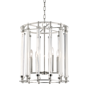 Haddon Lantern 18" in polished nickel shown from a second angle to highlight the frame and glass panel detail.