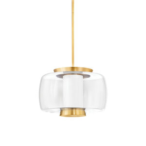 Beau Pendant 20" in aged brass — a Hudson Valley pendant for kitchens, entries, and dining rooms at Laurie Yapp Home.