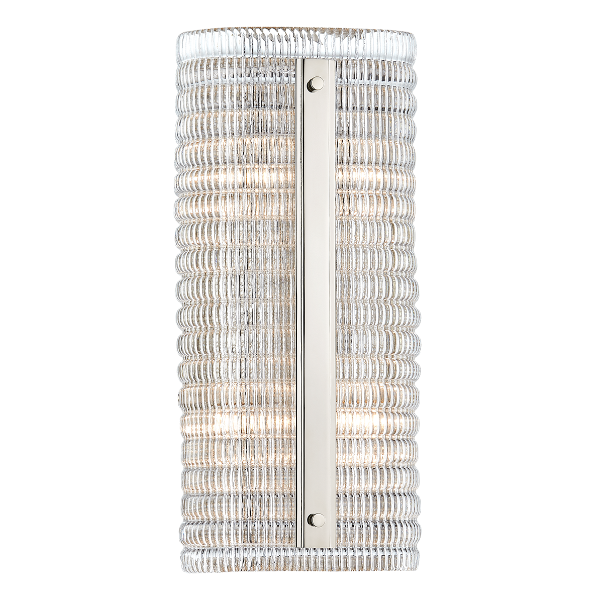 Athens Wall Sconce in polished nickel shown from the front to reveal the arm curve and shade silhouette.