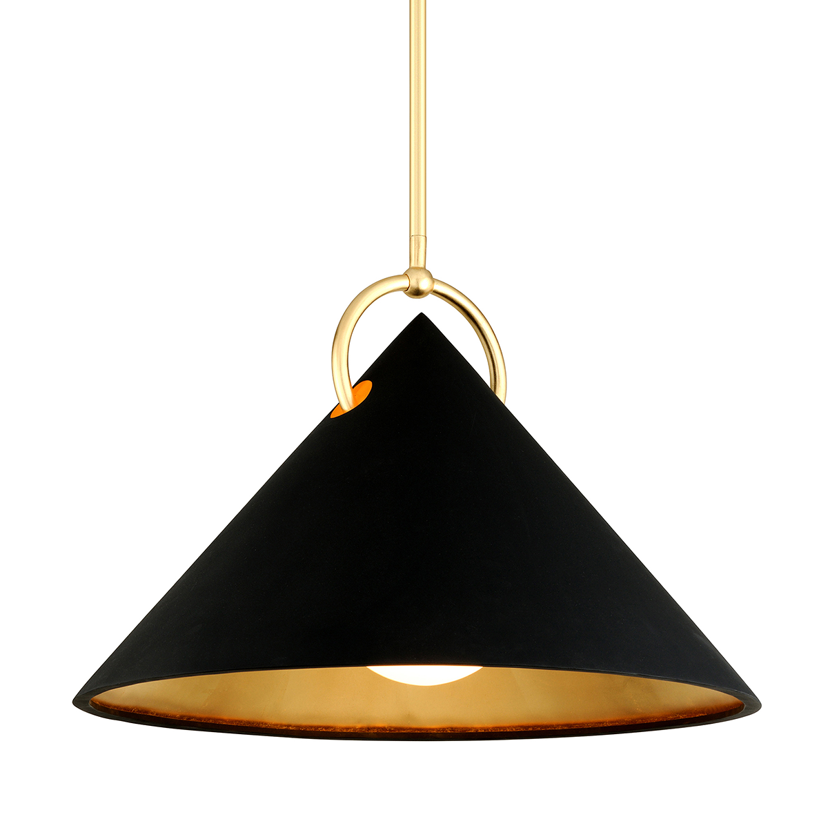 Charm Pendant 30" x 21" in Gold Leaf and Soft Black — a Corbett pendant for kitchens, entries, and dining rooms at Laurie Yapp Home.