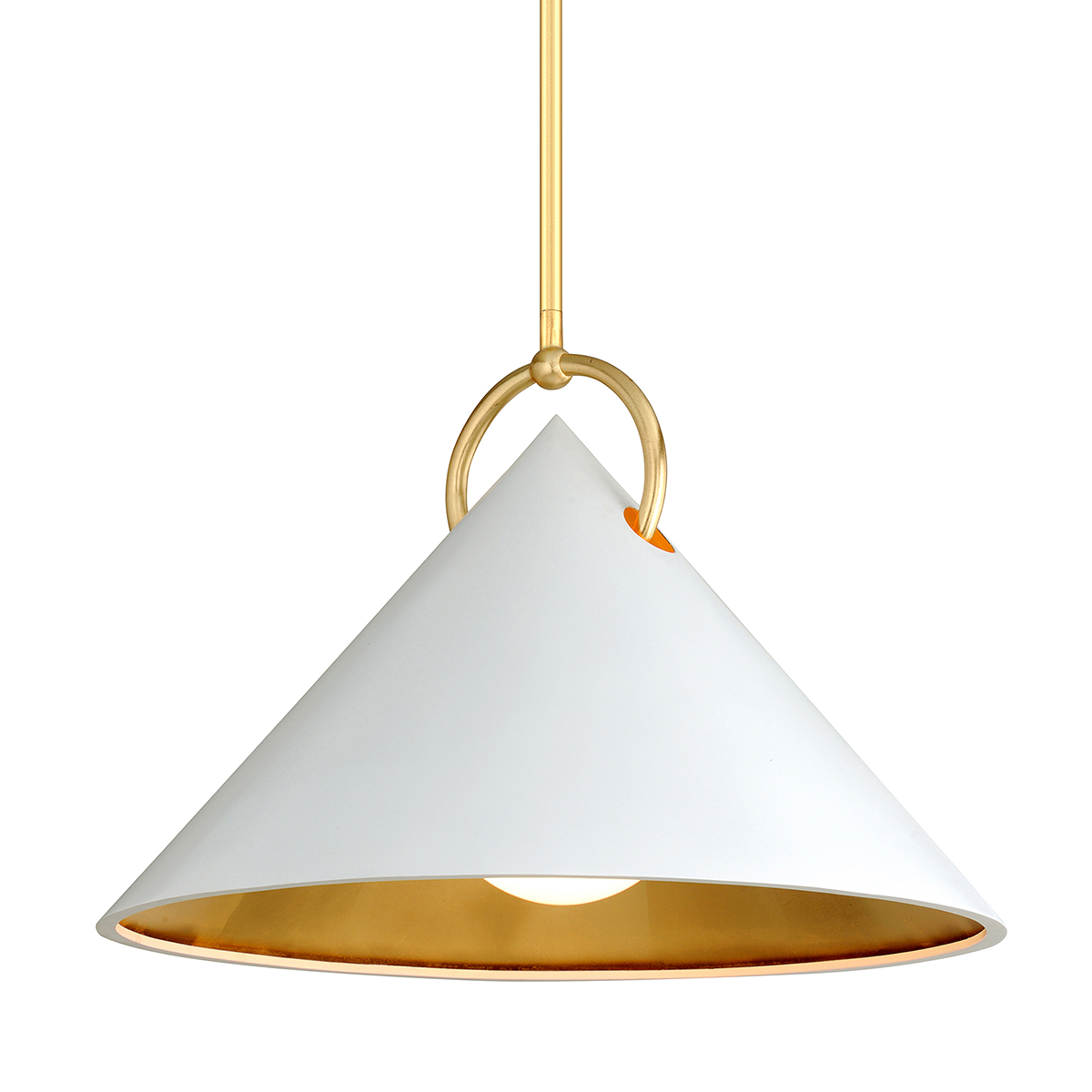 Charm Pendant 30" x 21" in Gold Leaf and Soft White — a Corbett chandelier for dining rooms, entries, and living rooms at Laurie Yapp Home.