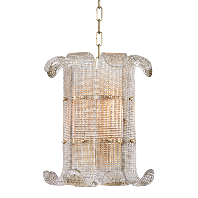 Brasher Pendant in aged brass — a Hudson Valley pendant for kitchens, entries, and dining rooms at Laurie Yapp Home.