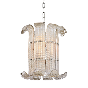 Brasher Pendant in polished nickel shown from a second angle to highlight the shade shape and metal detail.