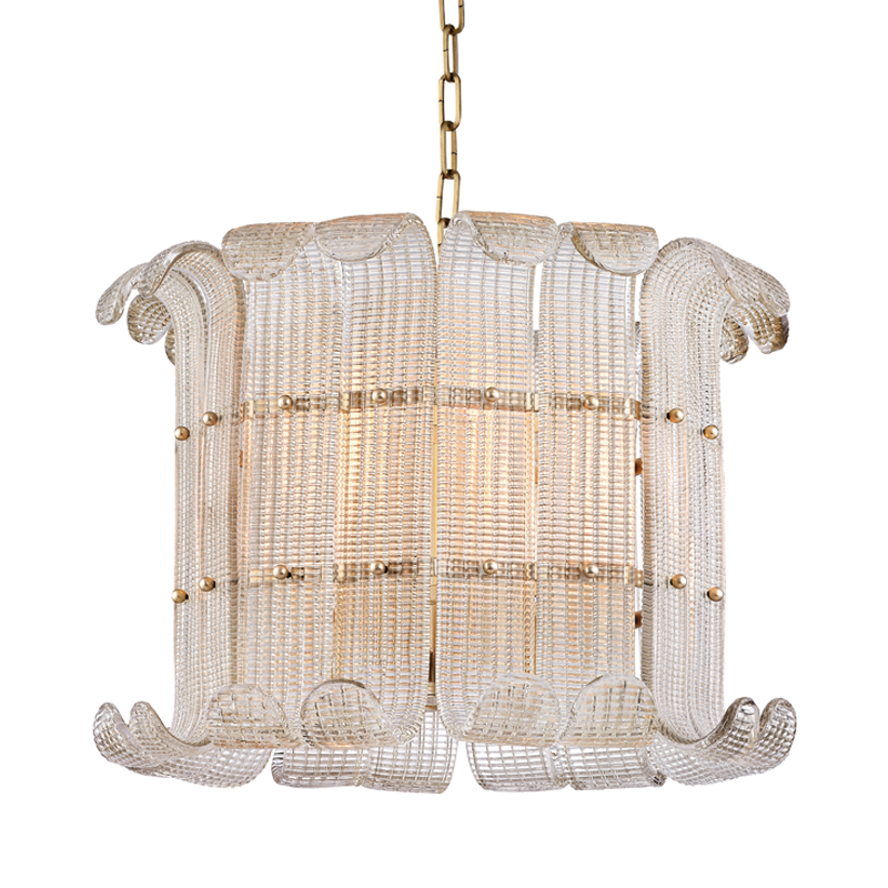 Brasher Chandelier in aged brass — a Hudson Valley chandelier for dining rooms, entries, and living rooms at Laurie Yapp Home.