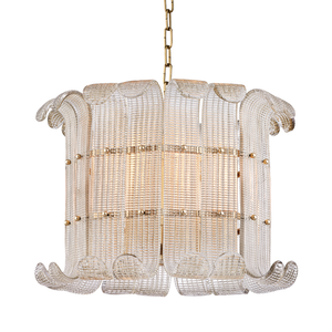 Brasher Chandelier in aged brass — a Hudson Valley chandelier for dining rooms, entries, and living rooms at Laurie Yapp Home.