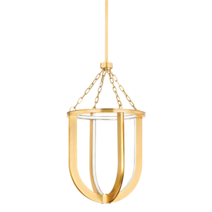 Tournu Lantern 16.25" in aged brass — a Hudson Valley lantern for entries, foyers, and covered porches at Laurie Yapp Home.