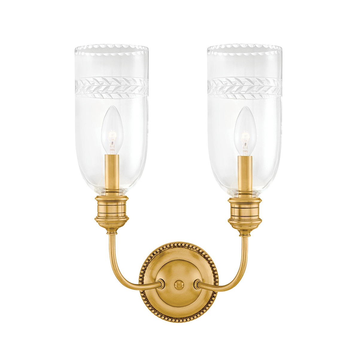Lafayette Wall Sconce 12.5" in aged brass — a Hudson Valley wall sconce for bathrooms, hallways, and living rooms at Laurie Yapp Home.