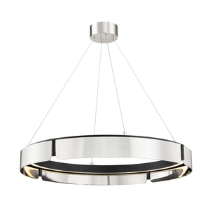 Tribeca Chandelier 32.75" in black shown from a second angle to highlight the frame, arms, and shade detail.